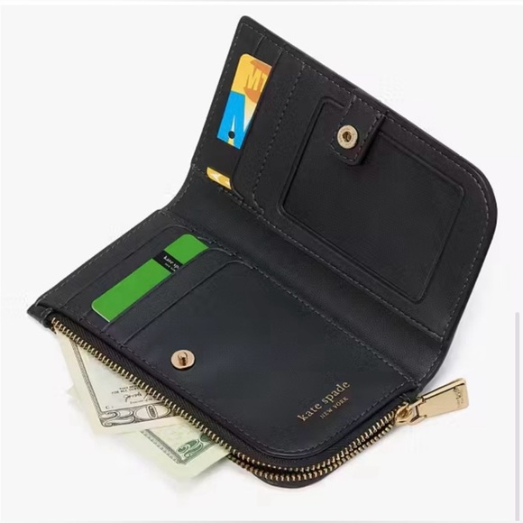 Kate Spade Black Corner Zip Wallet with Rainbow Glitter Trim NWT - Picture 3 of 7